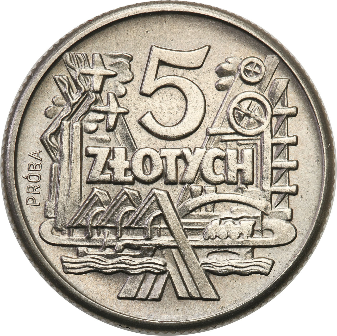 PRL. PRÓBA Nikiel 5 złotych 1959 – szyby kopalniane. Rzadkie